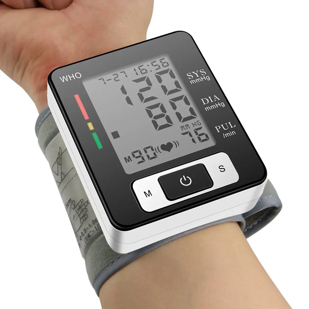 Cuidados de Saúde Digital Automático Lcd Faixa de Pulso Medidor de Pressão Arterial Monitor de Freqüência Cardíaca Esfigmomanômetro Método Oscilométrico 7 Cheap Pressão arterial