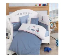 made baby crib bumper set of marine animal cartoon baby nursery bedding for boys and girls in Turkey, anti-allergic soft cotton
