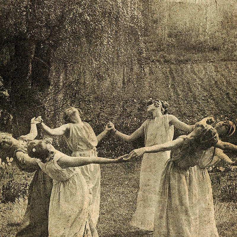 Ритуальные круглые танцевальные фото ВИНТАЖНЫЙ ПЛАКАТ танцующая луна девушки