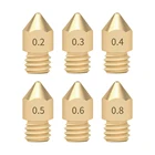 5 шт.лот MK8 сопло 0,4 мм 0,3 мм 0,2 мм 0,5 мм медный 3D принтер экструдер резьбовой 1,75 мм Головка накаливания Латунное сопло для Ender 3