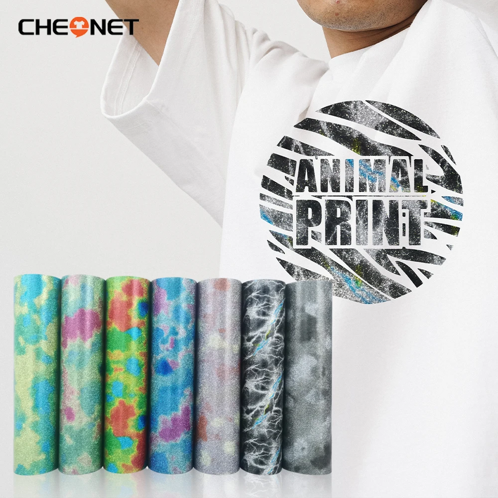 

Cheonet Free Shipping 25cmx30cm TPU Glitter Heat Transfer Vinyl Heat Press Machine HTV Printing DIY Clothing Vinyl
