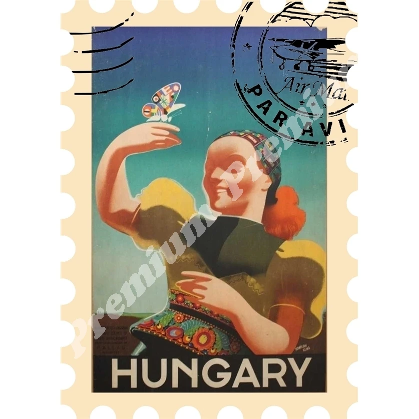 Венгрия Сувенирный магнит Винтажный туристический плакат | Дом и сад
