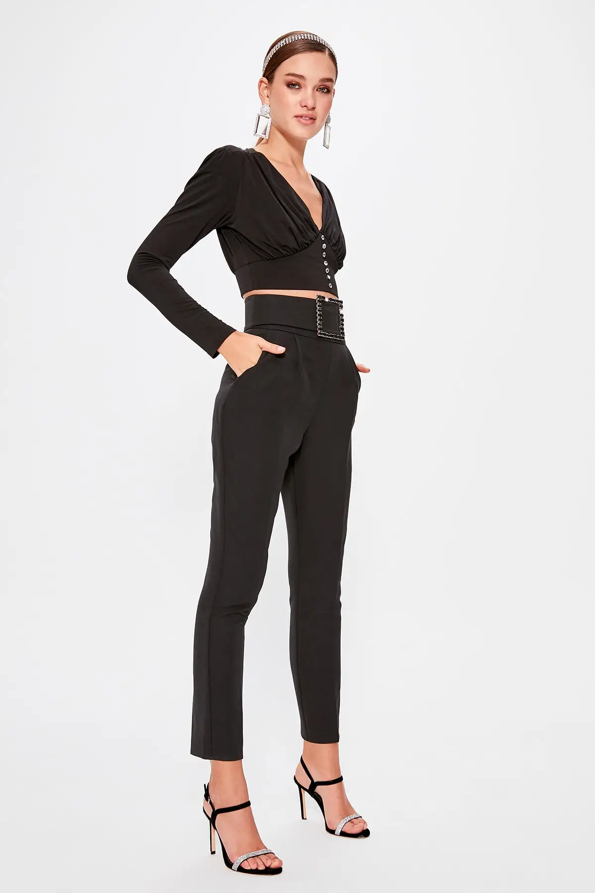 Trendyol брюки с арочными вставками черного цвета TPRAW20PL0168 от AliExpress RU&CIS NEW