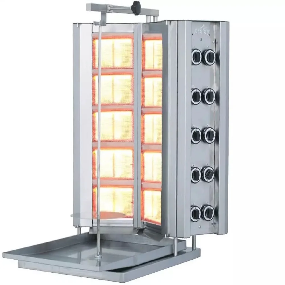 5 + 10 горелка V Type REAL INDUSTRIAL Донер кебаб машина Gas Vertical Broiler Shawarma Gyro BBQ Tacos Al Pasta