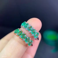 kjjeaxcmy fine jewelry 925 sterling silver natural gem emerald row ring womens money girls support reinspection belt certificat