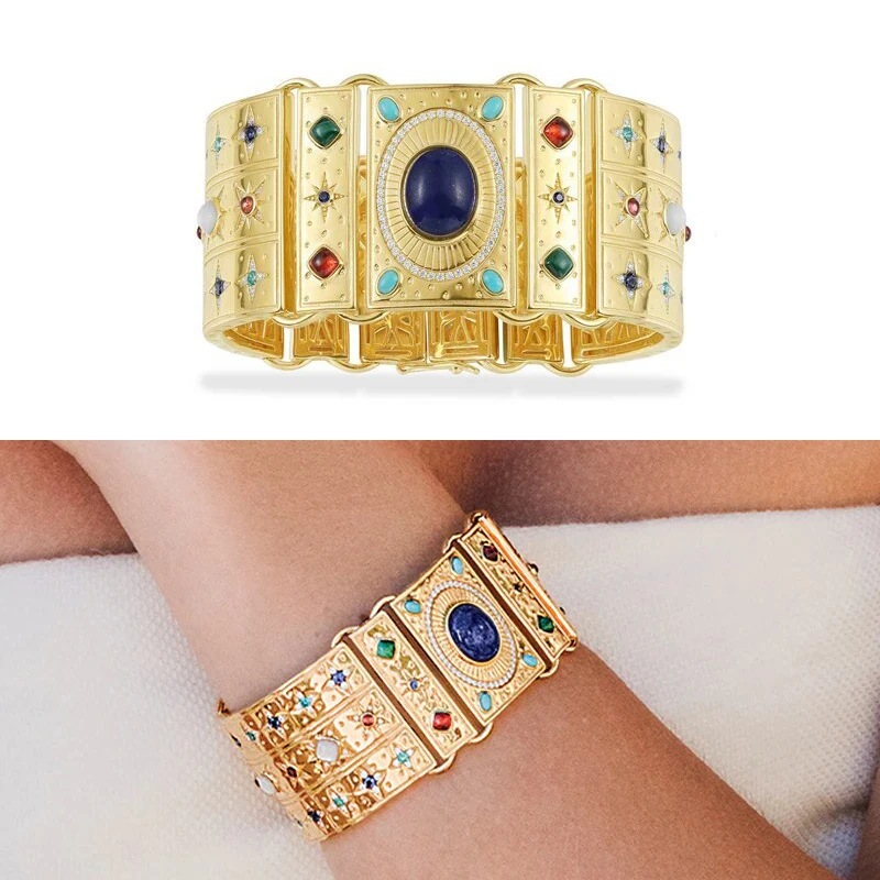 

July 2021 New S925 Sterling Silver Roman Style Bracelet Ladies Fashion Luxury Brand Monaco Jewelry Gift