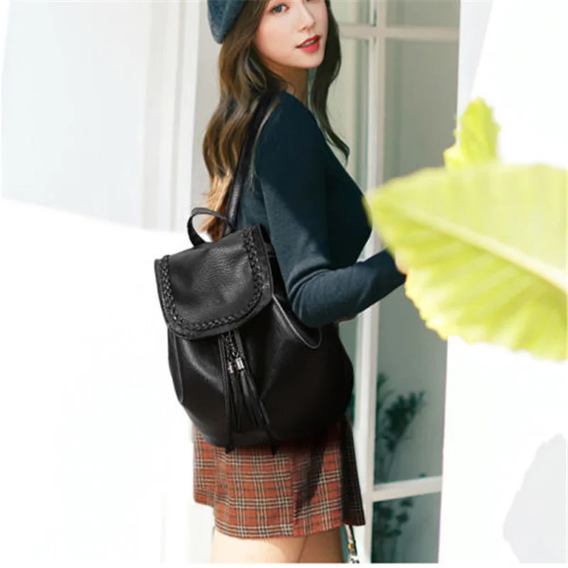 1 комплект черный рюкзаки женские Дамские кожаные Сумки из искусственной кожи