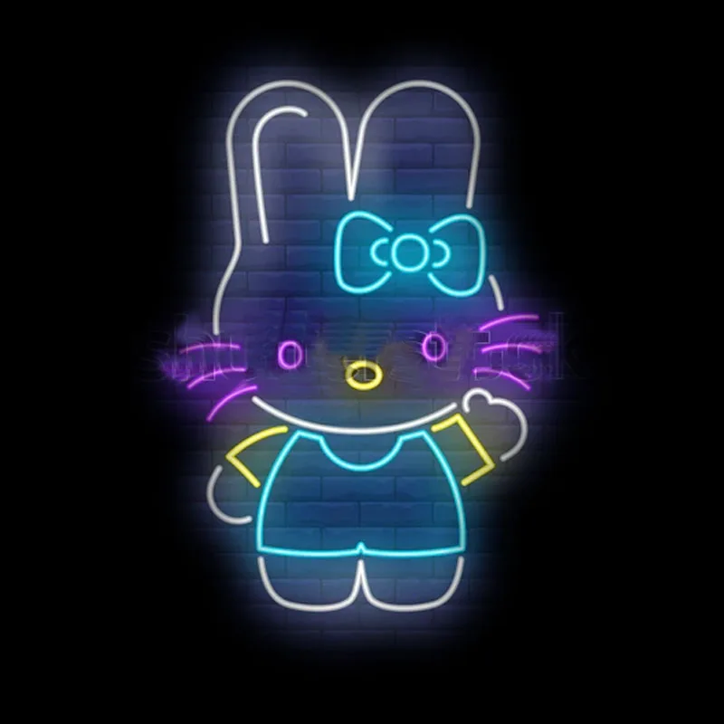 

Neon Signs 10kv Cute Rabbit Bow Neon Sign Neon Beer Bar Sign Anime Room Decor Neon Lamp Bar Pub Shop Advertise Light Handcrafted