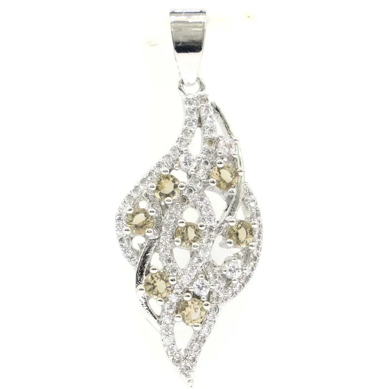 42x17mm SheCrown Beautiful Created Smokey Topaz Green Peridot cz Women Gift Silver Pendant Daily Wear | Украшения и аксессуары