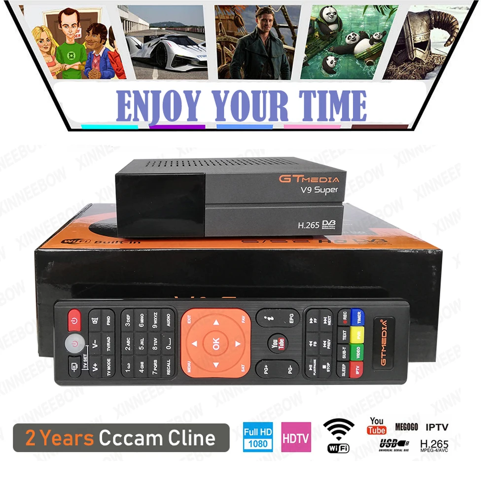 Супер Спутниковый ресивер Gtmedia V9 с 2 летним Европейским Cline Freesat V9, встроенный wifi, такой же, как Gtmedia V8 Nova