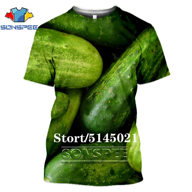 SONSPEE футболка с 3D принтом еда Yummy Greens брокколи/Морковь/огурец/Горох Harajuku модная