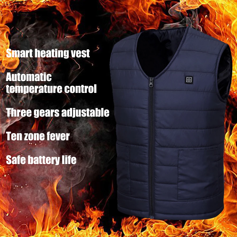 10 Zone Self-Heating Vest Unisex USB Charging Heating Cotton Jacket Anti-Static Washable Outdoor Fishing And Skiing