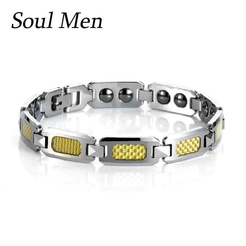 Браслет мужской из карбида вольфрама с инкрустацией углеродного волокна - купить