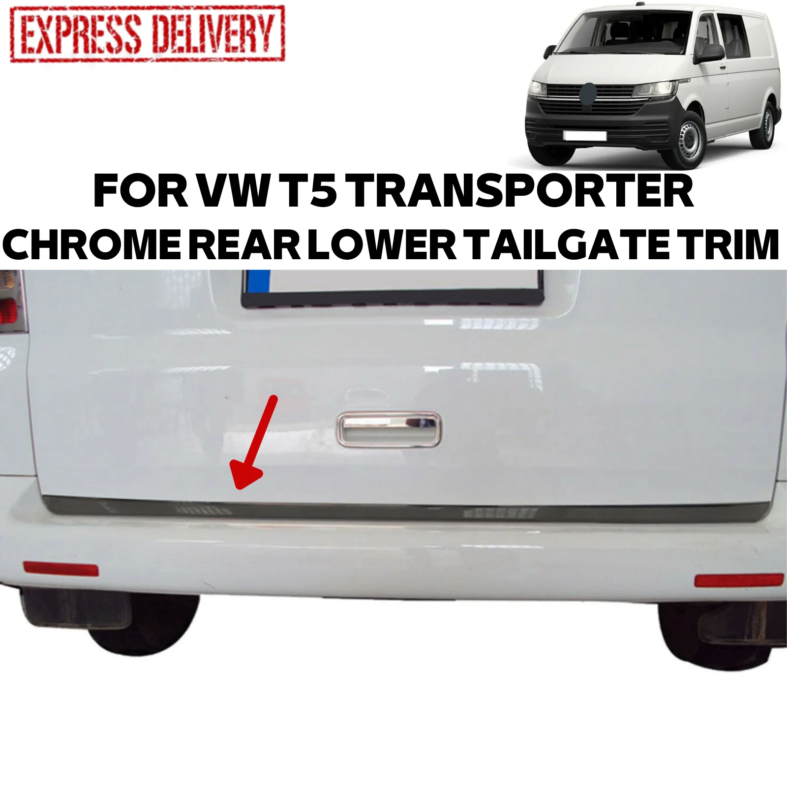 

FOR VW T5 TRANSPORTER 2003-2015 BLACK CHROME BOTTOM TRUNK LID TRIM TRUNK STREAMER STAINLESS COLOR NEW MODEL BRAND CAR ACCESSORIES