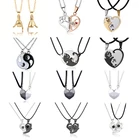 Ожерелье для пар, 2 шт.компл., колье с круглым сердцем, кошкой, брелком, колье для семьи, влюбленных, дружба, ювелирные изделия, подарок