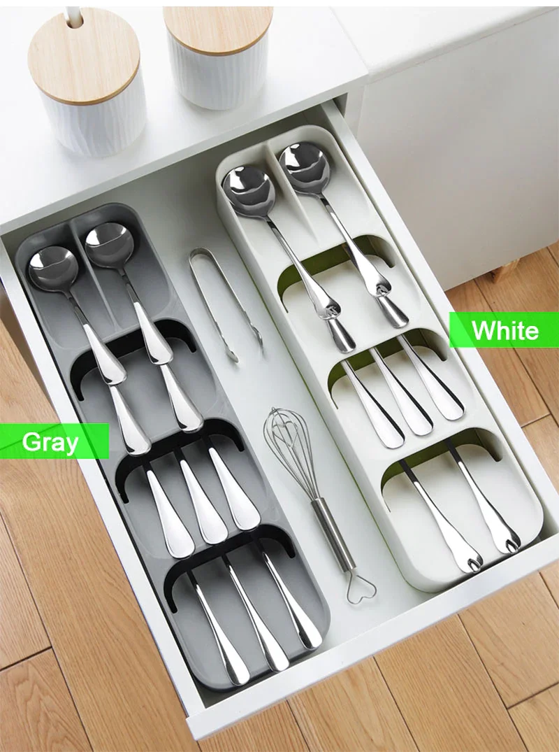 

Kitchen Cutlery Storage Spoon In Drawer-Organizer Color And Qty Option Container White Gray Anthracite