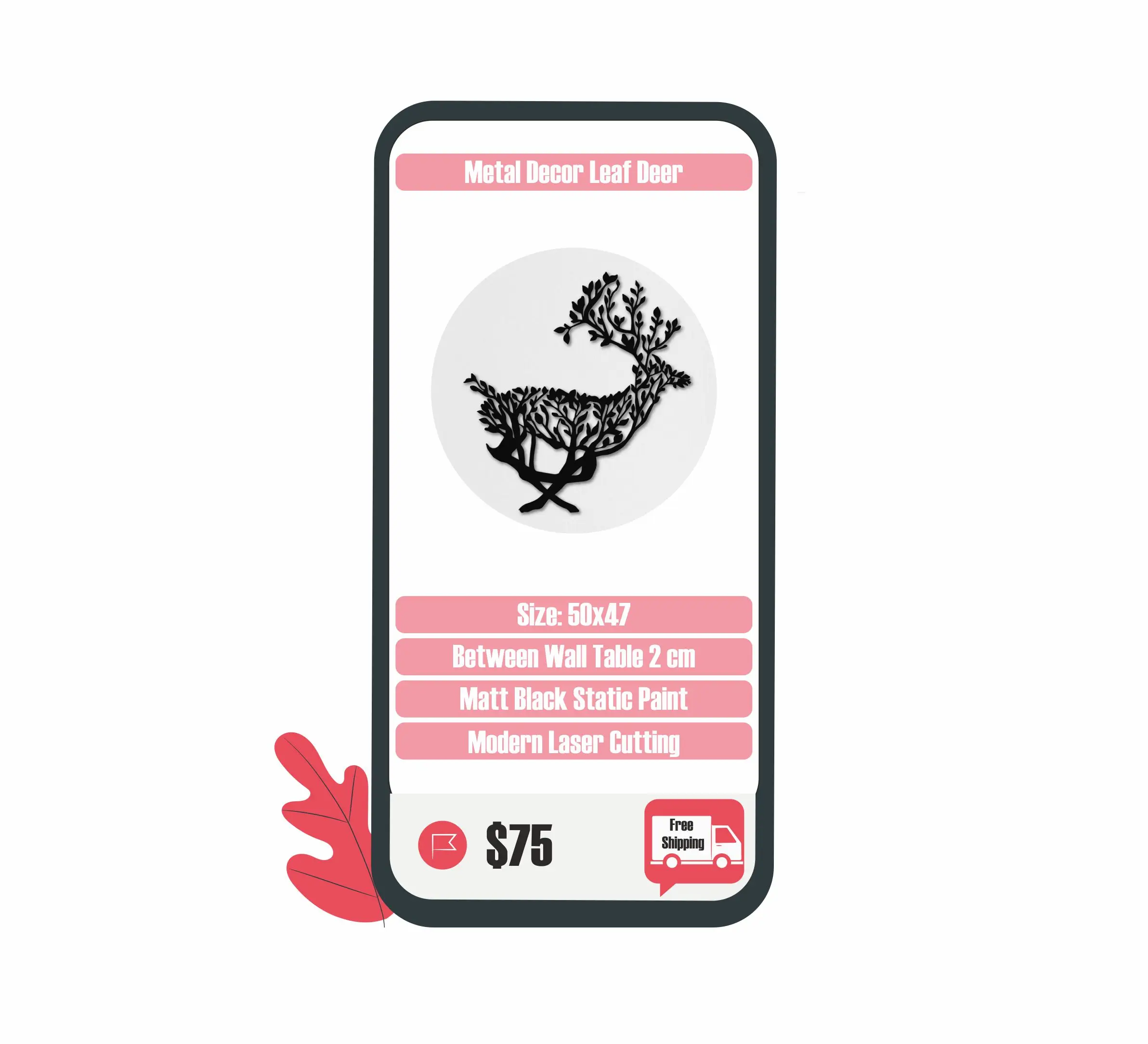 

DECORATIVE METAL LEAF DEER