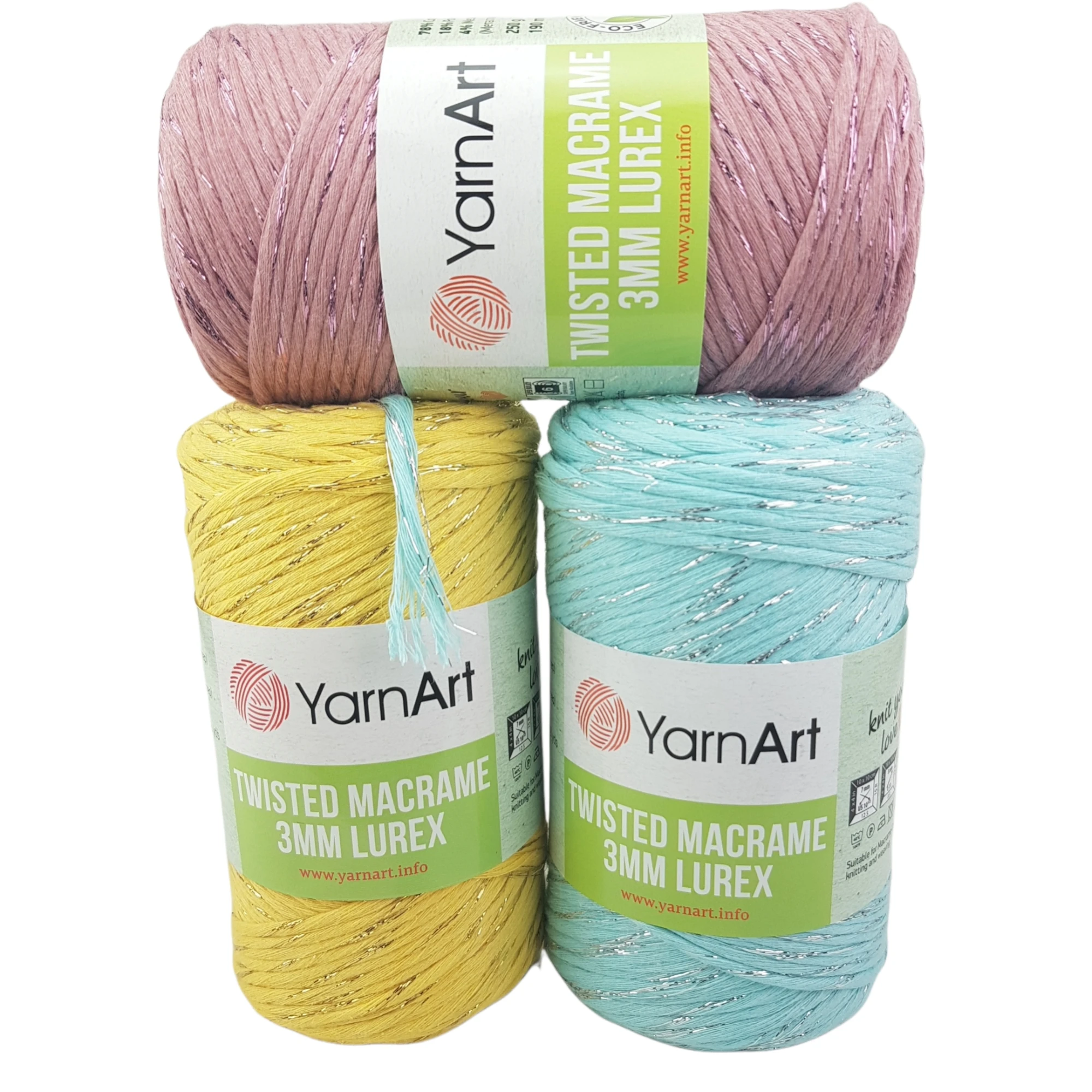 

Yarnart Twisted Macrame LUREX 3mm 250g-190mt %78 Cotton Metallic String Thread Cord Shiny Tape Handmade Home Wedding Accessories
