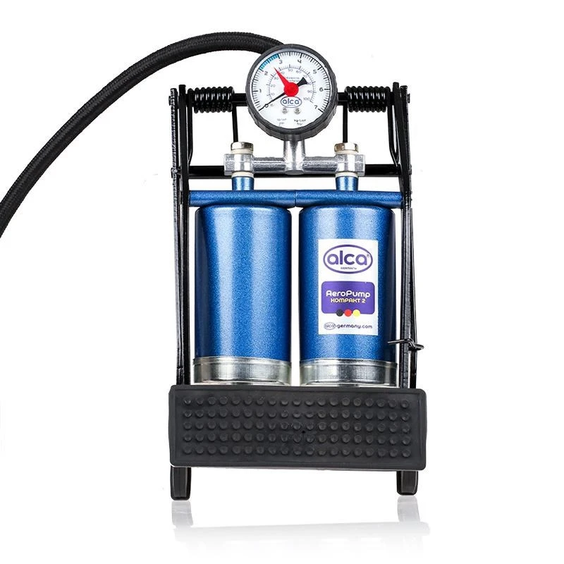 Насос ножной /с манометром/ двухцилиндровый шланг 60 см 4 адаптера | Автомобили и