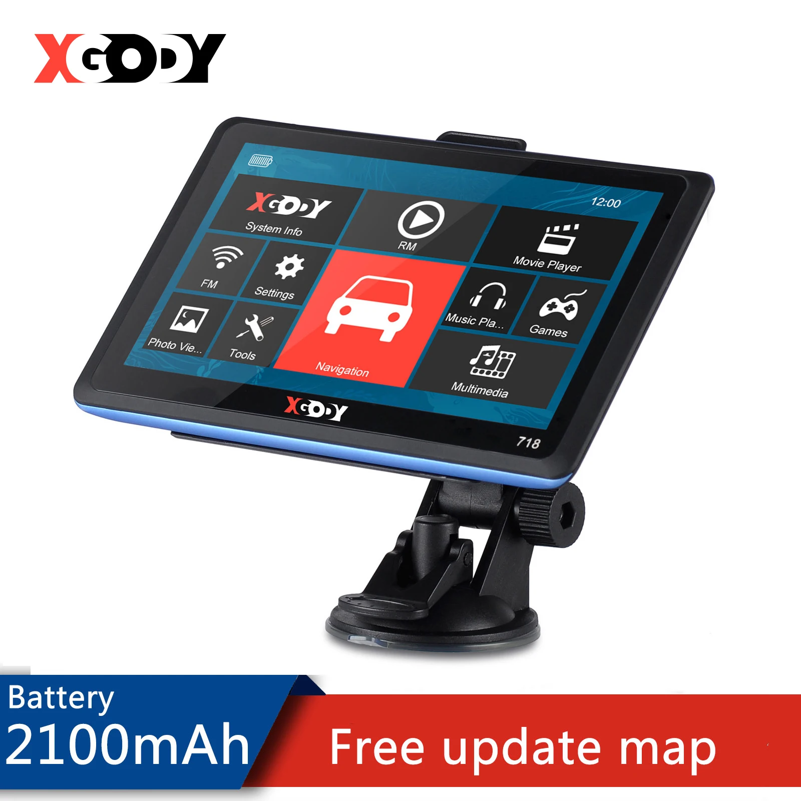 XGODY 718 7-дюймовый GPS-навигатор для автомобиля грузовика сенсорный экран 256 + 8 Гб