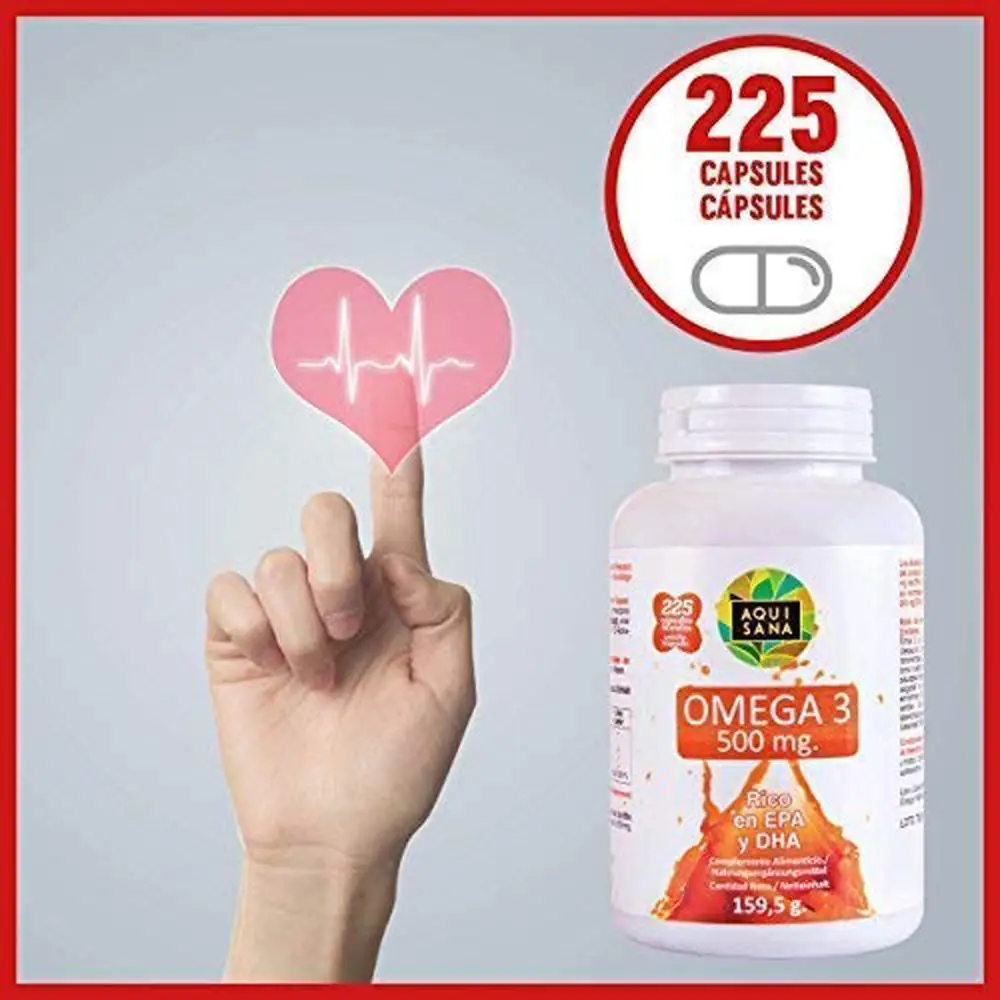 Капсулы Omega 3 | EPA и DHA Рыбное масло Улучшение кровообращения 225 капсул Aquisana Красота