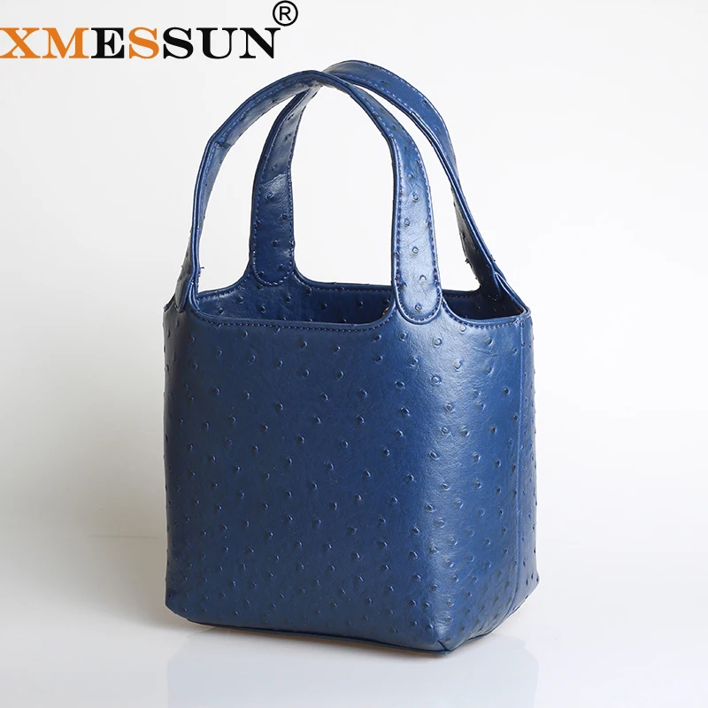 XMESSUN модная женская сумка зимняя ведро Женская Страусиная кожаная на плечо