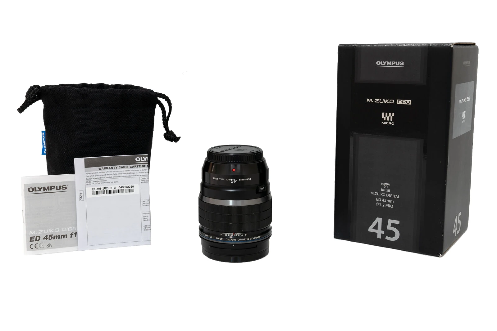 Сменный объектив Olympus M. ZUIKO DIGITAL ED 45mm F1.2 PRO(черный