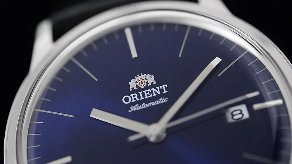 Мужские автоматические часы Orient Bambino FAC0000DD синий циферблат кожаный ремешок