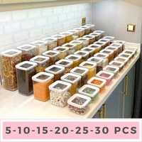 30 pcs kitchen food storage box container set organizer square vacuum lid airtight jars pantry noodle legume cereals rice pasta
