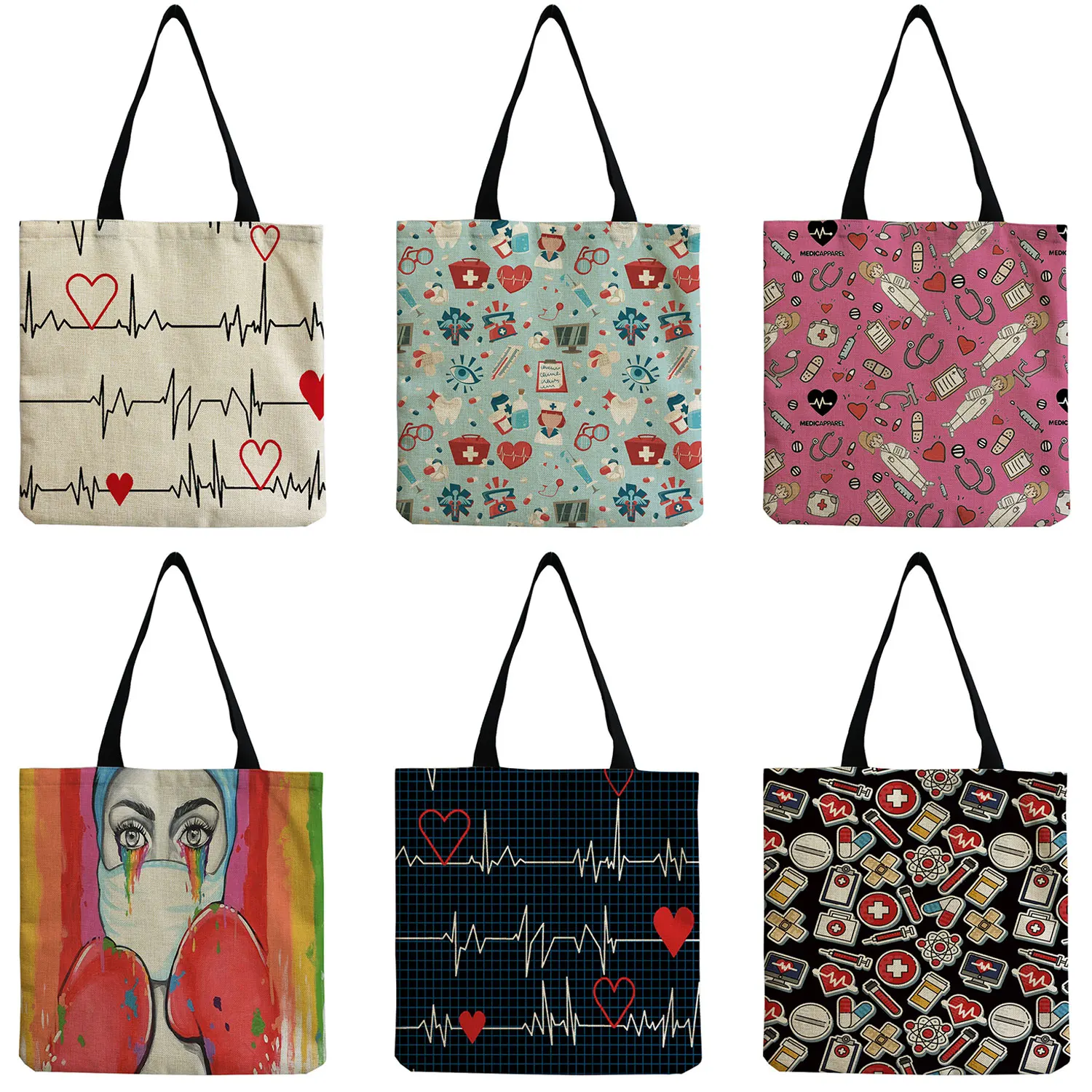 Эко-сумки для покупок с принтом медсестры на заказ женская сумка льняные тоуты