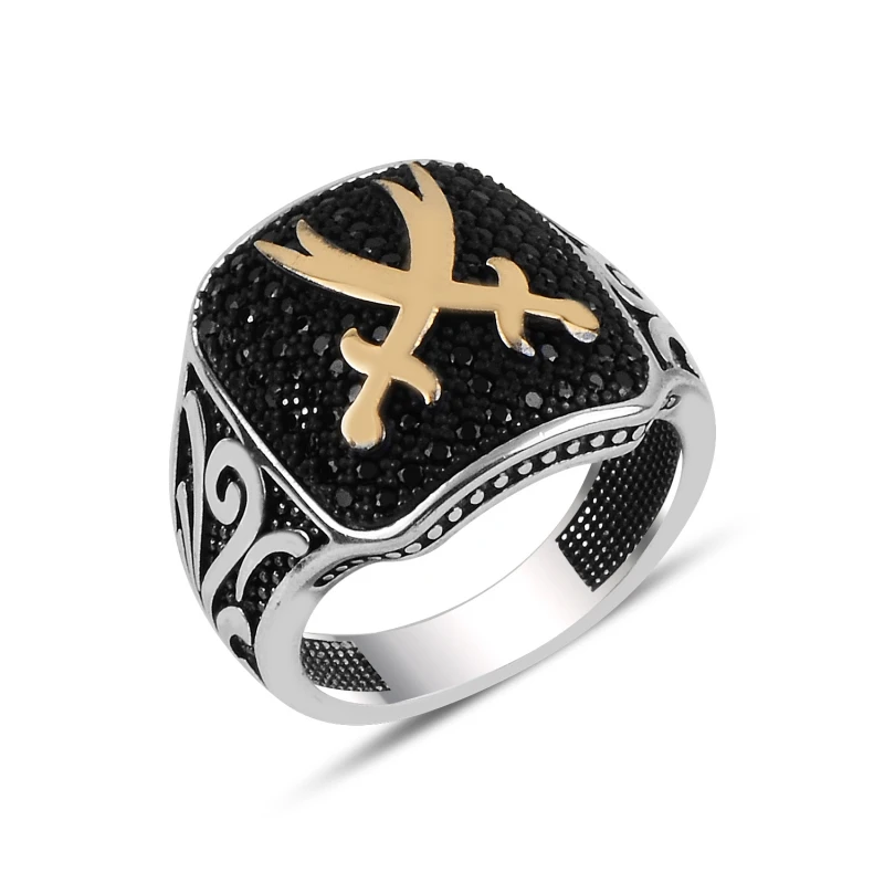 

Silver 925 Sterling Zircon Stone Sword Male Ring