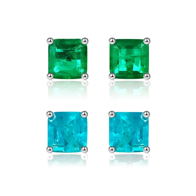 

LY 925 Sterling Silver Moissanite Shining Zircon Princess Luxury Stud Earrings For Women Dazzling CZ Stone Original Fine Jewelry