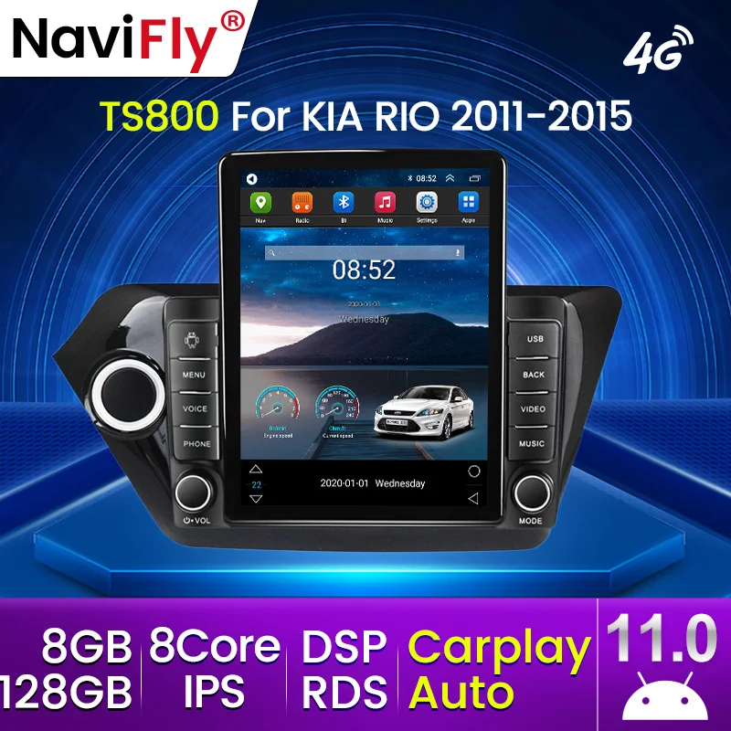 Автомагнитола 2 Din 8 + 128 ГГц Android 11 для Kia RIO 3 2011-2016 стерео мультимедийный видеоплеер
