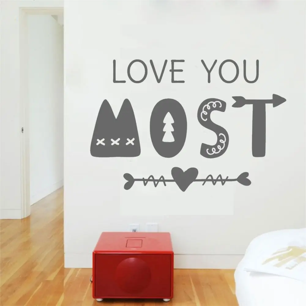 Love You Most Word Text Art Decals Wall Vinyl Sticker For Home And Kid's Room Decoration A001733 | Дом и сад