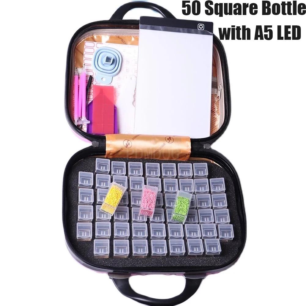 

Diamond painting accessories beads 50 storage bottle diamond embroidery multi-function kit storage box with A5 LED Light Pad