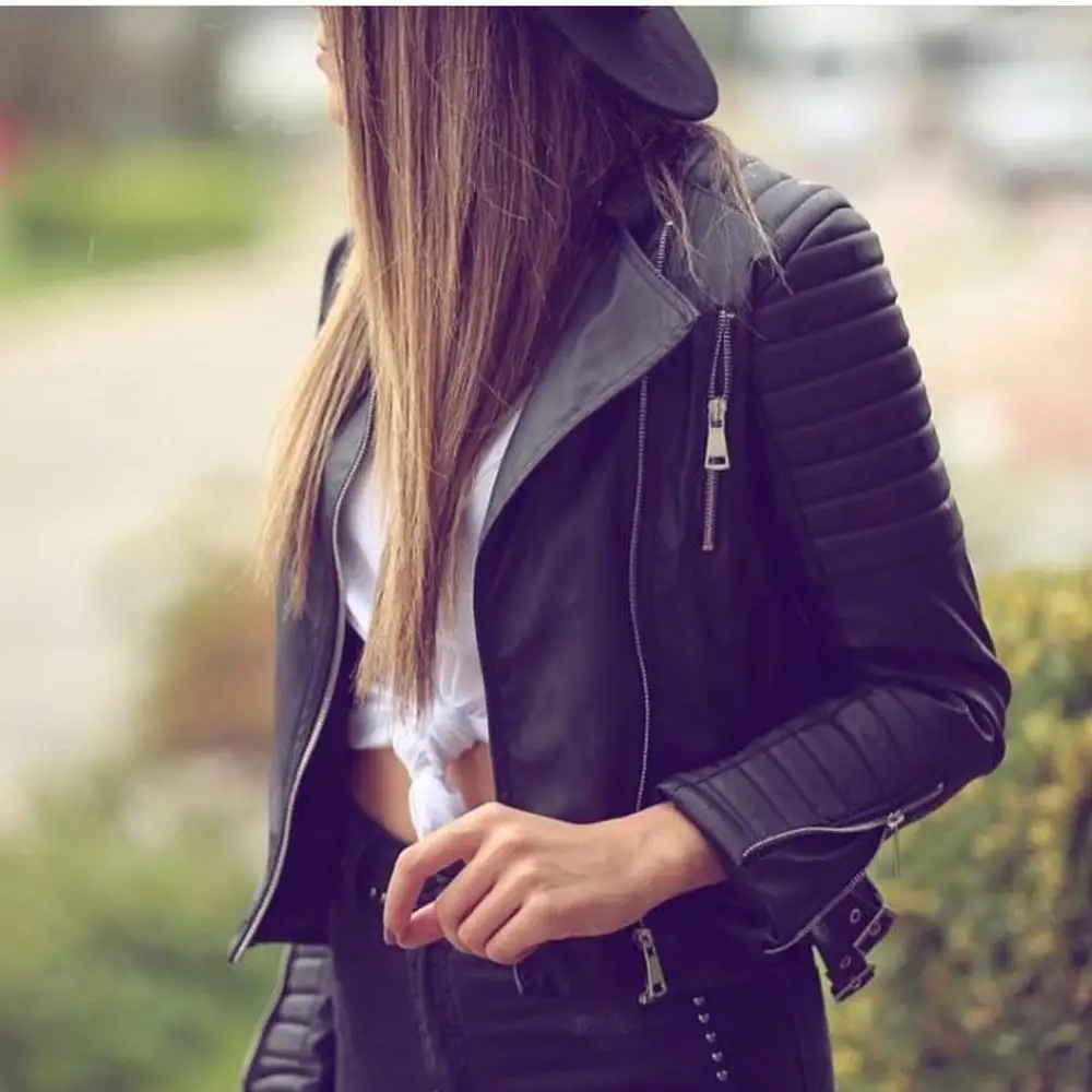 Кожаная куртка кожаные куртки черное пальто 2019|Кожаные куртки| |