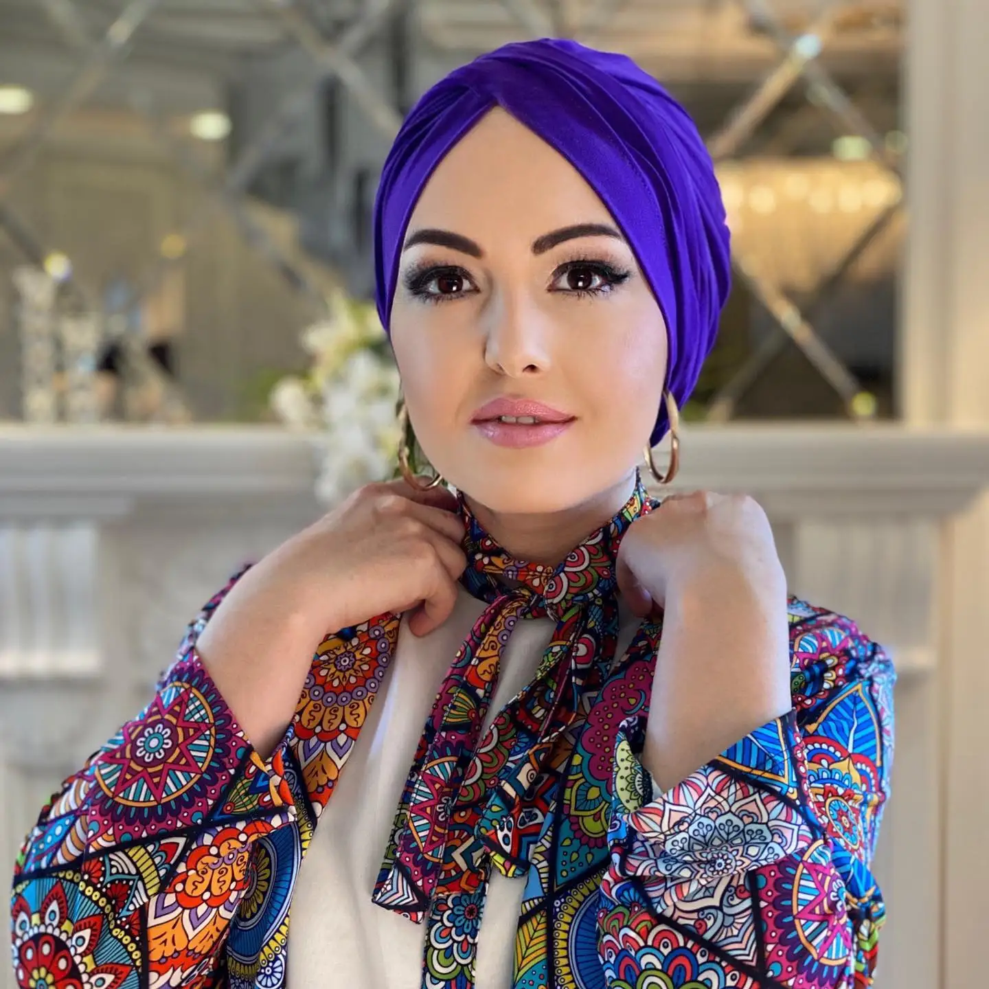 

2021 Trendy suede turban caps for women tesettür muslim hijab scarf india african head wraps turbante mujer headscarf bonnet