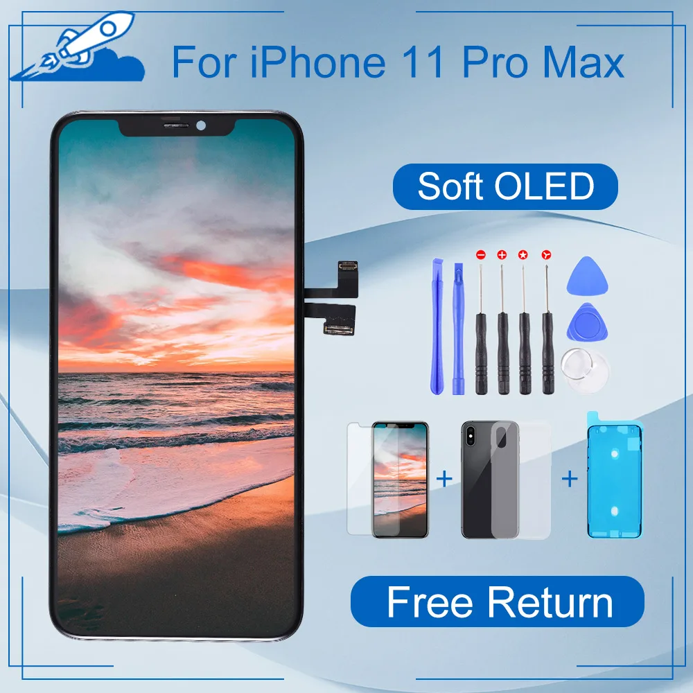 EK-pantalla LCD OLED suave para iPhone, montaje de digitalizador con pantalla t&aacute;ctil, reemplazo de tono verdadero, compatible con regalo, 11Pro MAX-0
