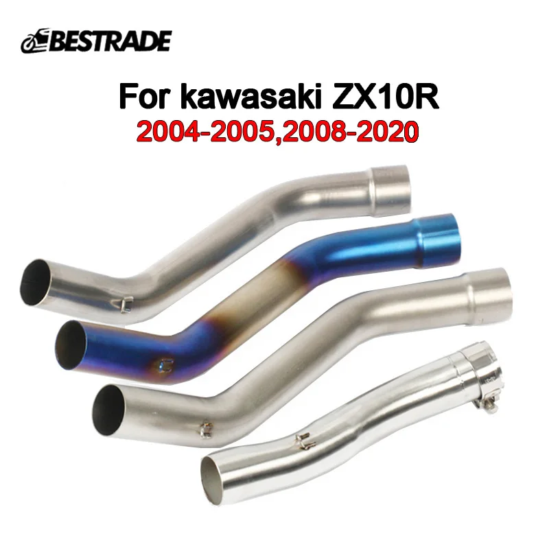 

Motorcycle Exhaust Mid Pipe Middle Connecting Link Tips for Kawasaki ZX-10R 2004-2005 or 2008-2020 Slip On For 51MM Muffler Tube
