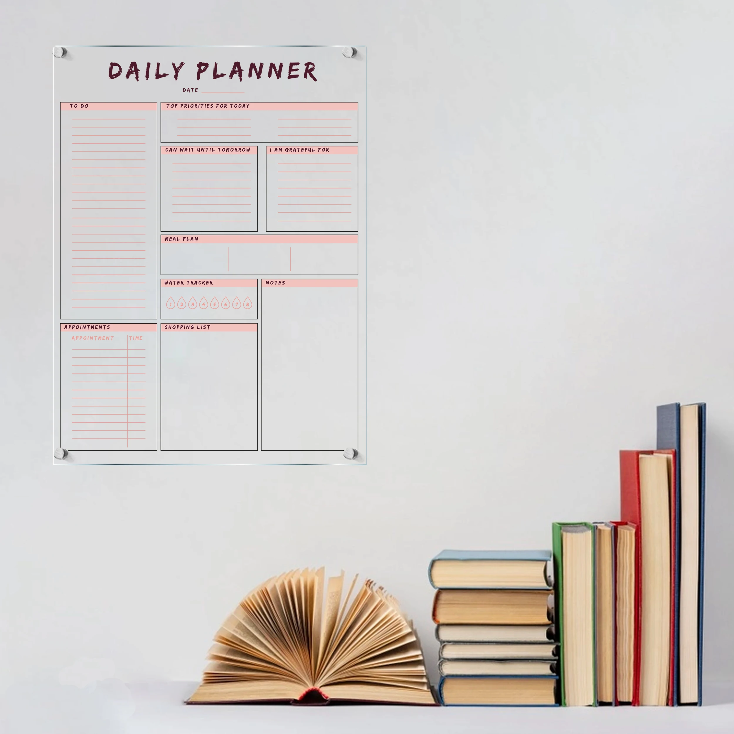 

Acrylic Daily Planner, Wall Calendar, Colorful Text Daily Planner, Monthly weekly wall calendar 2022 Goal Habit Tracker