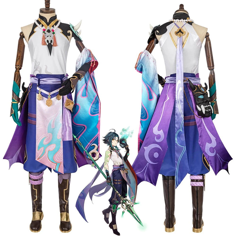 

Genshin Impact Xiao Costume Cosplay Suit Mask Wig Shoes Outfit