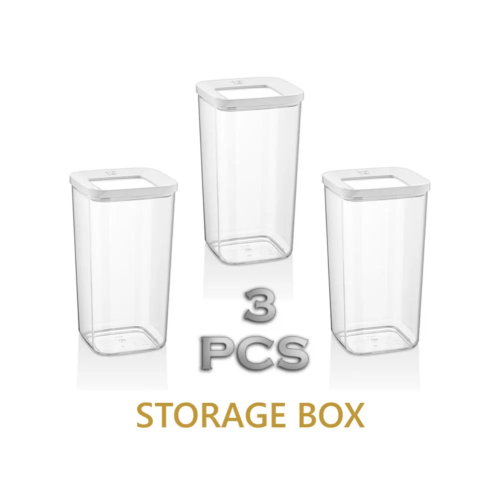 

3 Pcs Storage Box Pantry Kitchen Refrigerator Organizer Food Legumes High Quality Vacuum Rice Pasta Coffee Sugar European Modern