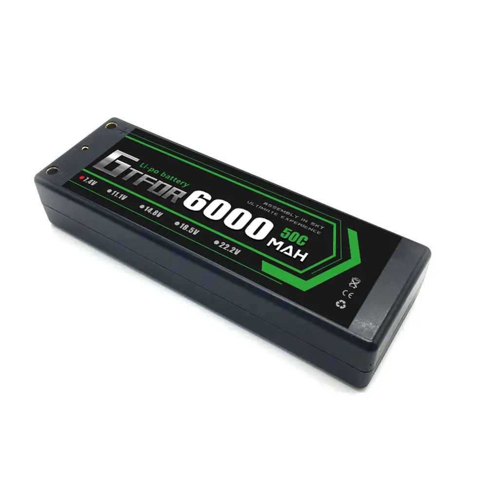GTFDR 2 шт. 2s Lipo Аккумулятор 7 4 В 50C 6000 мАч жесткий чехол батареи с мм пулей для 1/8 1/10 RC