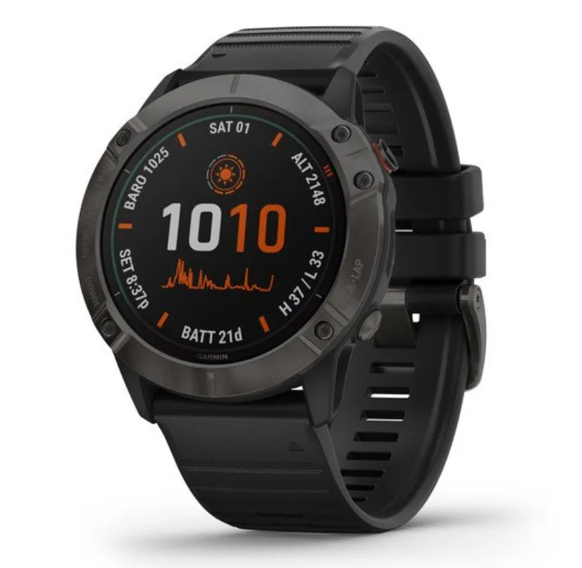 Умные часы Garmin Fenix 6X Pro Solar титановый серый DLC с черным ремешком | Электроника