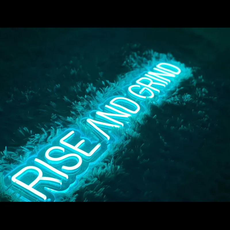 Rise and Grind LED Neon Sign Light Wall Hanging Motivational Decor Room Office Wall Decor Acrylic Flex LED Neon Light Sign