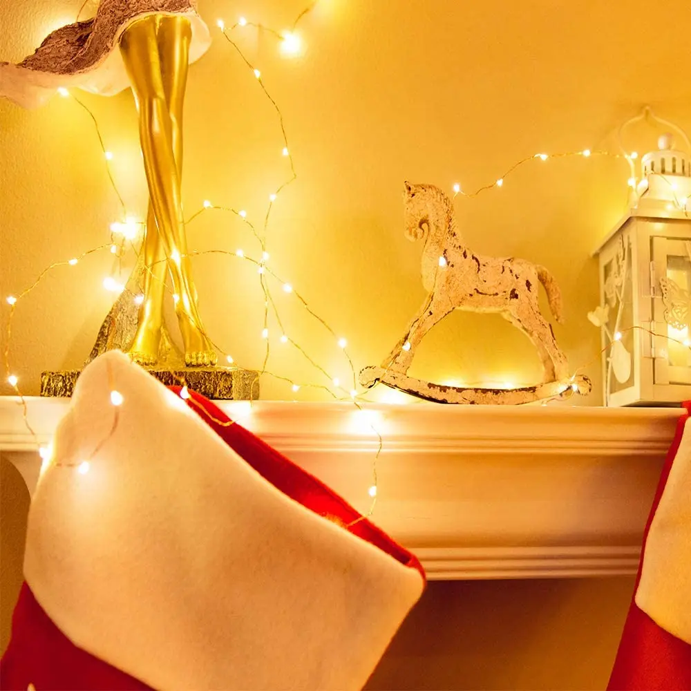 Garland strand &quotdew" bedroom holiday decoration 4 m cord silver color 40 led Bel. теп.(mini) battery powered | Освещение