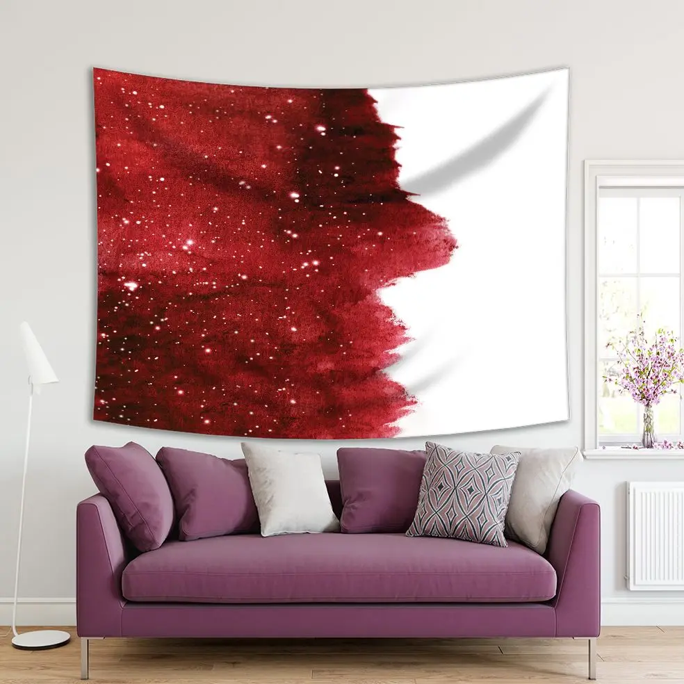 

Tapestry Night Sky with Glowing Stars Cosmic Theme Contemporary Decorative Watercolor Artwork Red White