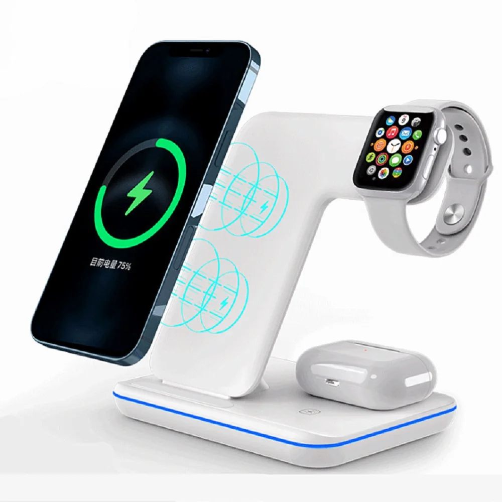 Беспроводная зарядка для телефона часов наушников станция айфон Samsung Xiaomi Huawei Air
