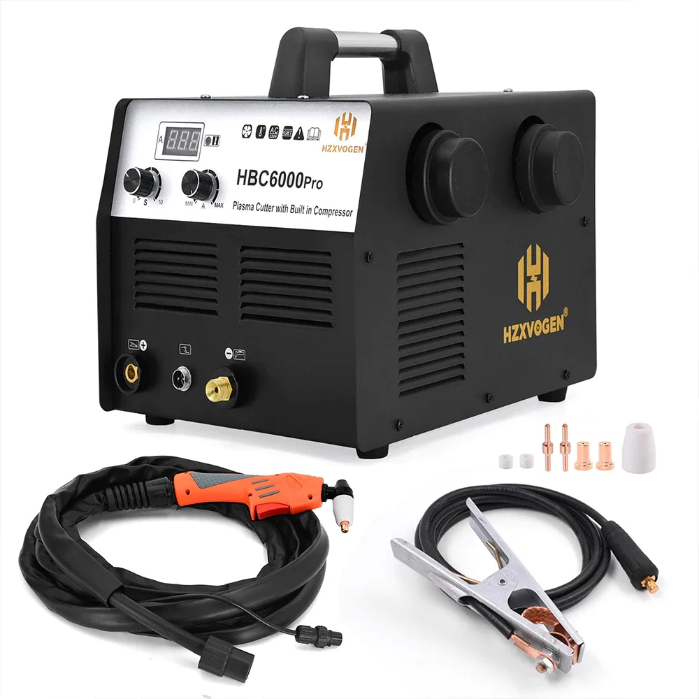 

220V HZXVOGEN IGBT Plasma Cutter HBC6000 Pro Semi-automatic Welding Machine With Built in Air Pump Gasless Welder Cutter