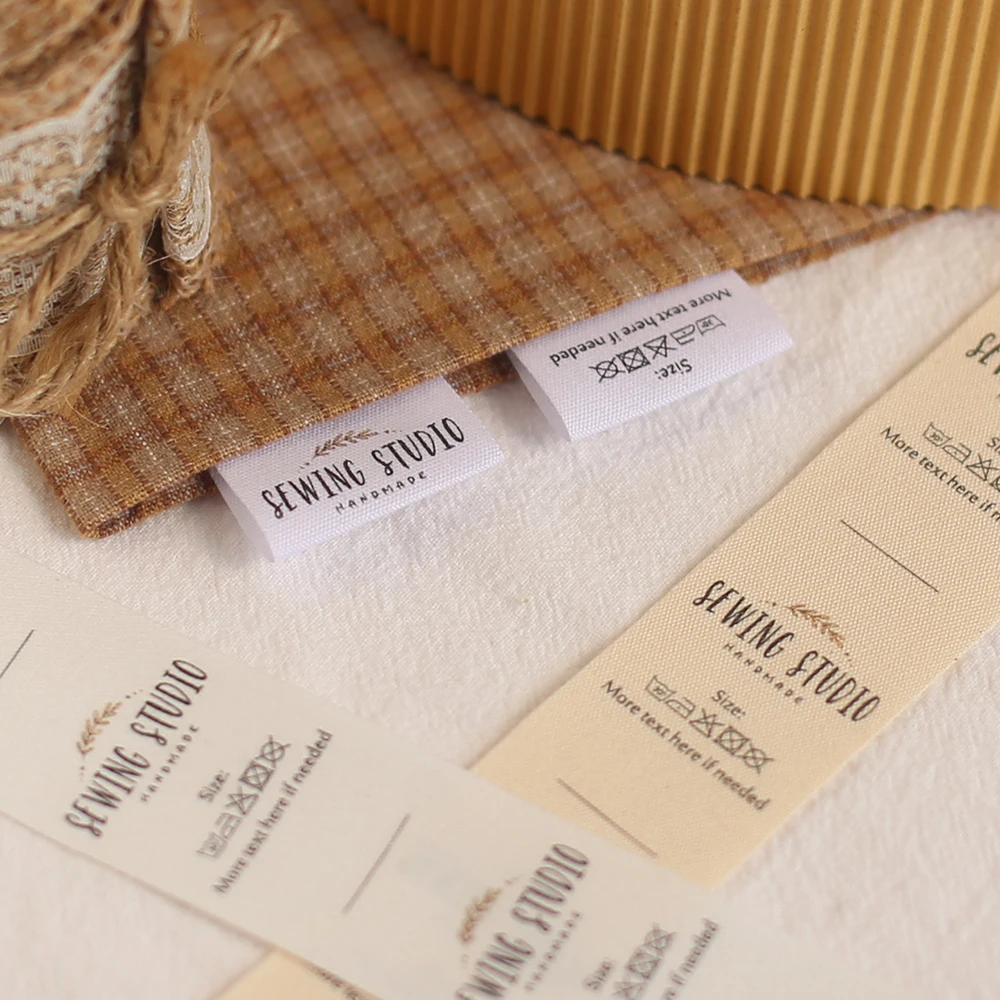 

30x50 mm, design, custom sewing/brand label, custom clothing label, cotton ribbon label, Handmade label.Available in 3 colors